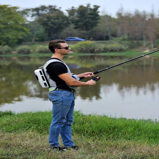 Sac de refroidissement Lightsummer contenant des composants CVC complets et pouvant faire fonctionner un climatiseur léger avec batterie pour la randonnée/pêche/travail en plein air/moto